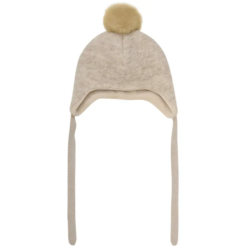 Huttelihut Sand Melange Bonnet Uld Alpaca Pompom 1