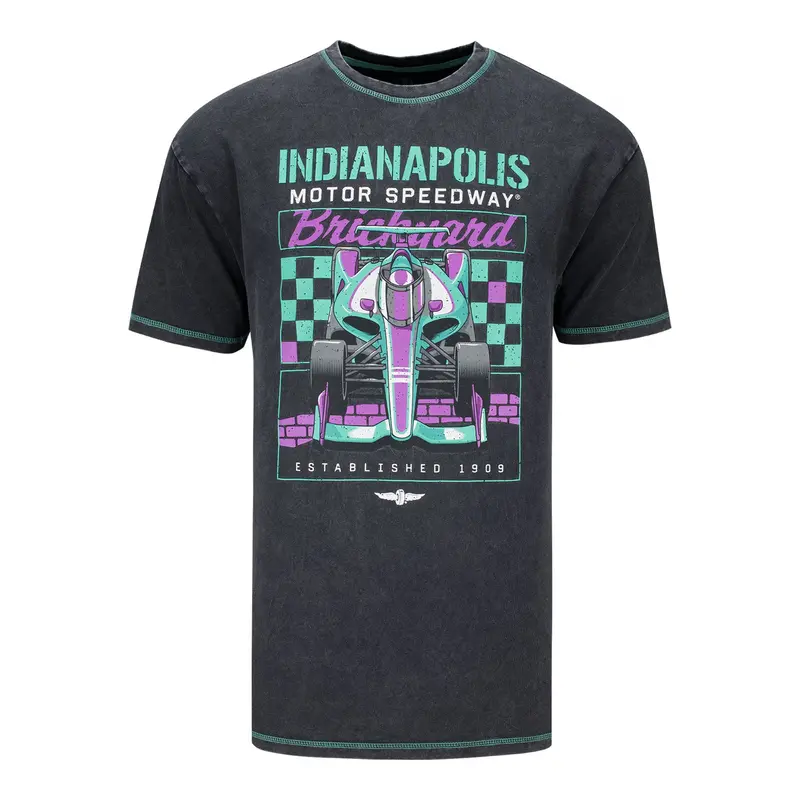Ims Brickyard With Neon Indy Car T-Shirt 1