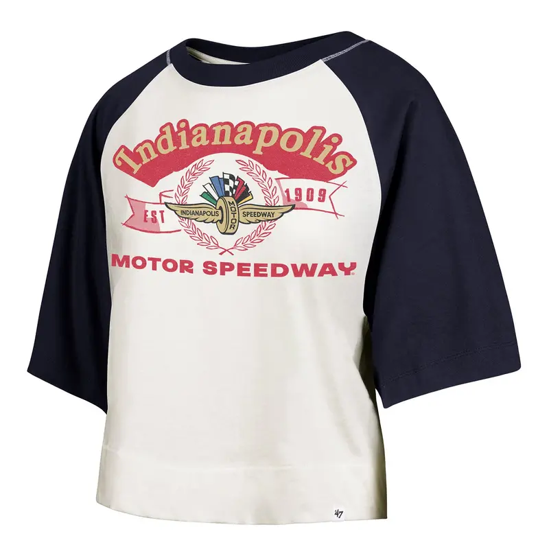Indianapolis Motor Speedway Collegiate Women's '47 Brand Infield Shift Raglan Crop Tee 1