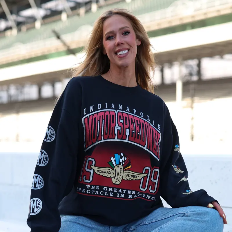 Indianapolis Motor Speedway Women's '47 Brand Glittered Oversized Crewneck 2