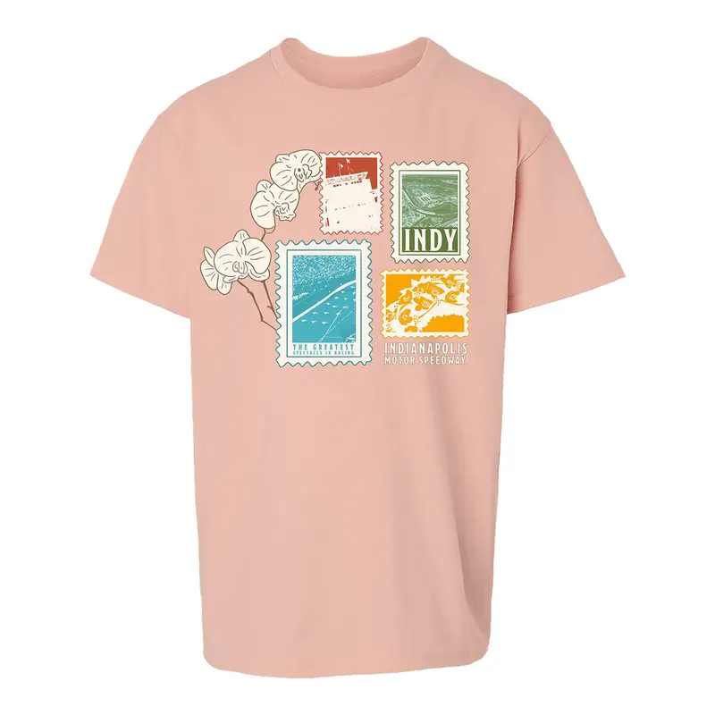 Indy 500 Stamp And Orchid Youth T-Shirt 1