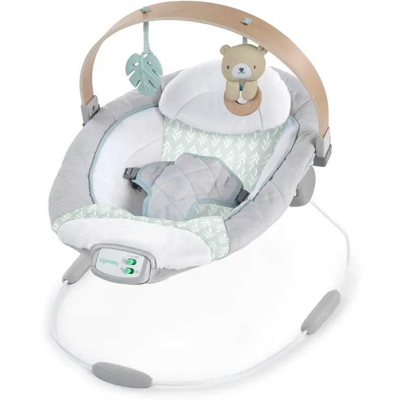 Ingenuity Grey Cosy Spot Skråstol Med Aktivitetsbøjle I Træ 1