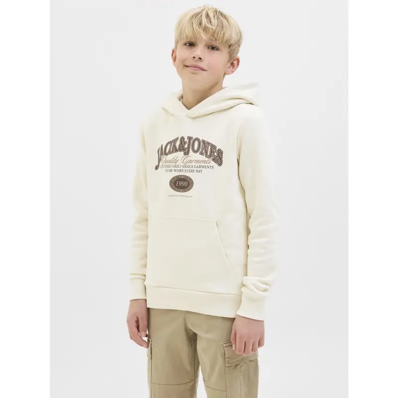 Jack & Jones Junior Antique White Jjari Branding Sweat Hætte Jnr 4