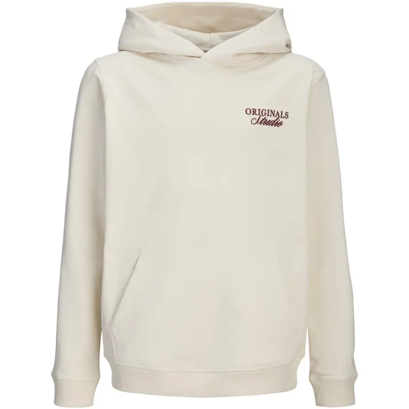 Jack & Jones Junior Antique White Jornorrebro Typo Back Sweat Hætte Sn Jnr 1