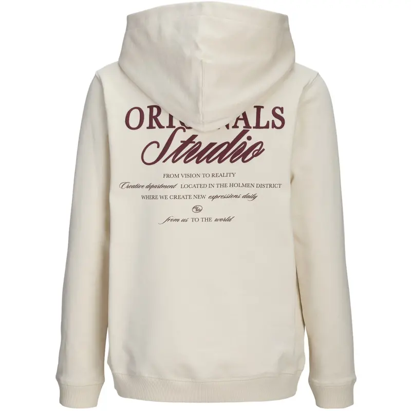 Jack & Jones Junior Antique White Jornorrebro Typo Back Sweat Hætte Sn Jnr 2