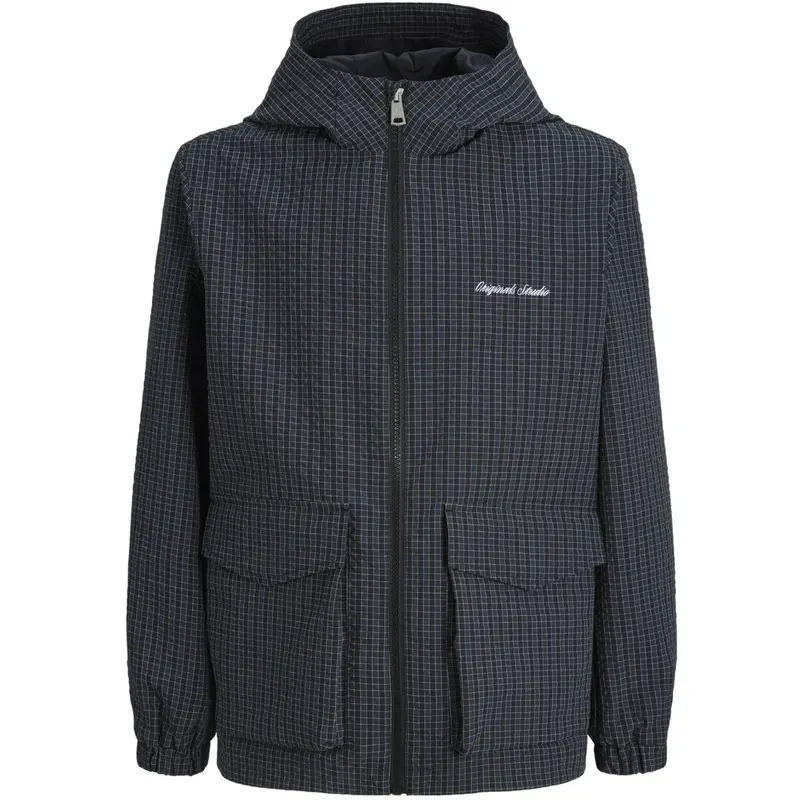 Jack & Jones Junior Asphalt Checks Jorniagra Check Hætte Jakke Jnr 1