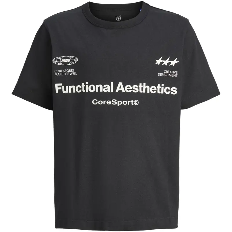 Jack & Jones Junior Black Jcosignal Graphic Tee Ss Crew Neck Jnr 1