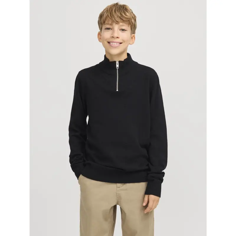 Jack & Jones Junior Black Jjeemil Strik Half Zip Noos Jnr 2