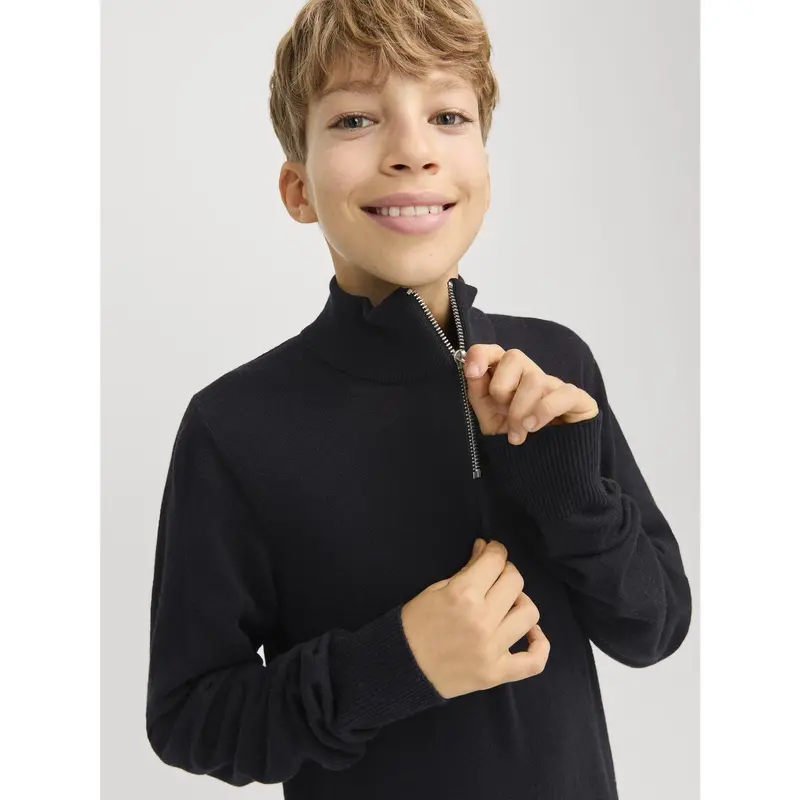Jack & Jones Junior Black Jjeemil Strik Half Zip Noos Jnr 3