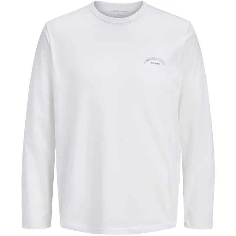 Jack & Jones Junior Bright White Jjcollege Logo Tee Ls Crew Neck Jnr 1