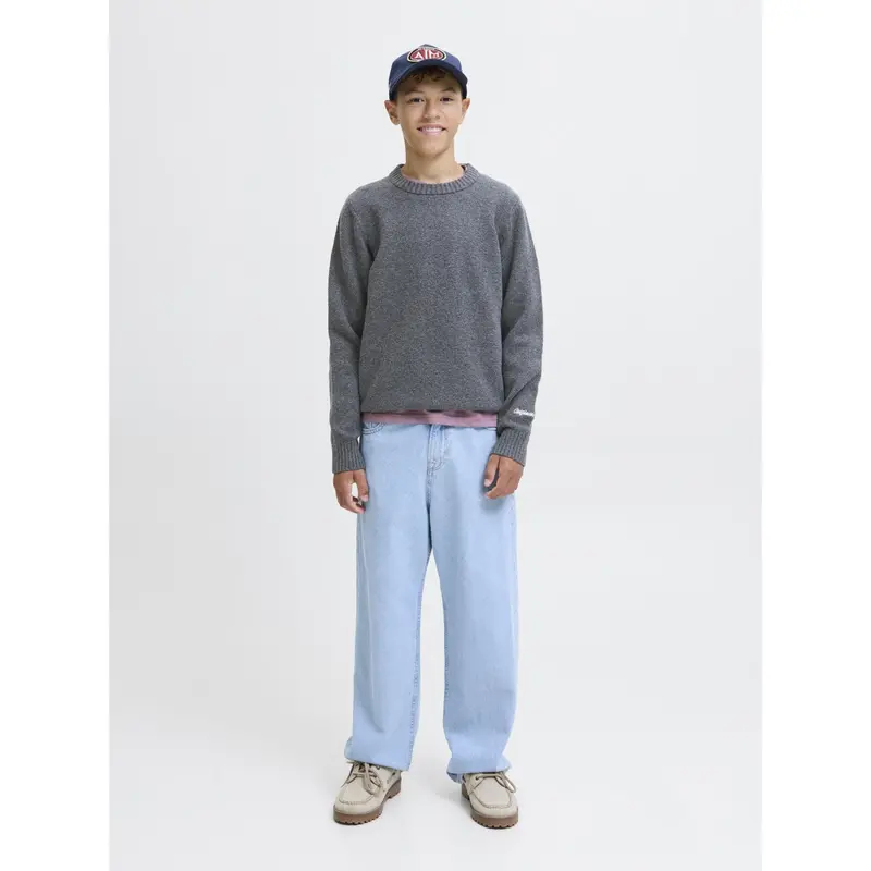 Jack & Jones Junior Dark Grey Melange Jornorrebro Strik Crew Neck Ln Jnr 2