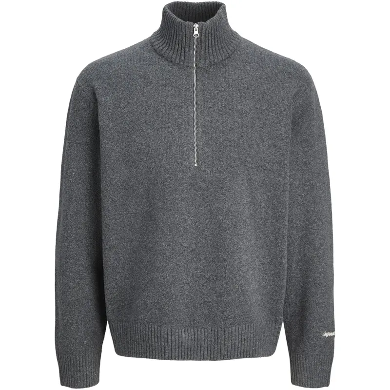Jack & Jones Junior Dark Grey Melange Jornorrebro Strik Half Zip Jnr 1