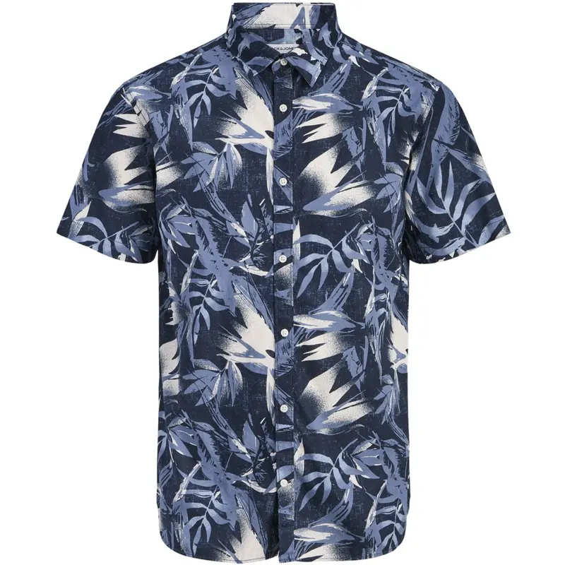 Jack & Jones Junior Navy Blazer Jjhonolulu Aop Skjorte Ss Jnr 1
