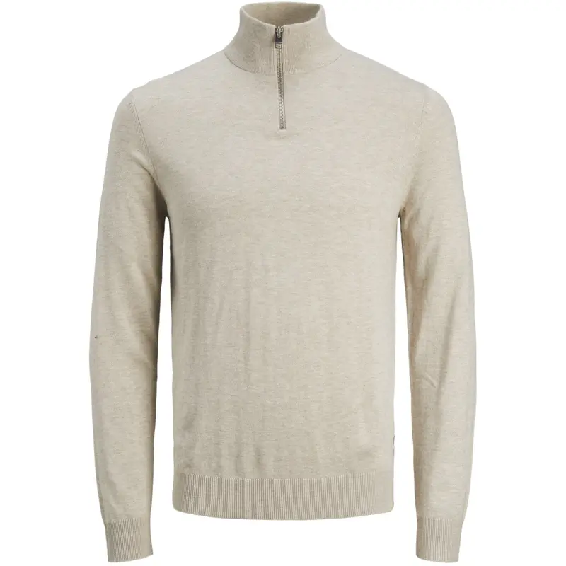 Jack & Jones Junior Oatmeal Melange Jjeemil Strik Half Zip Noos Jnr 1