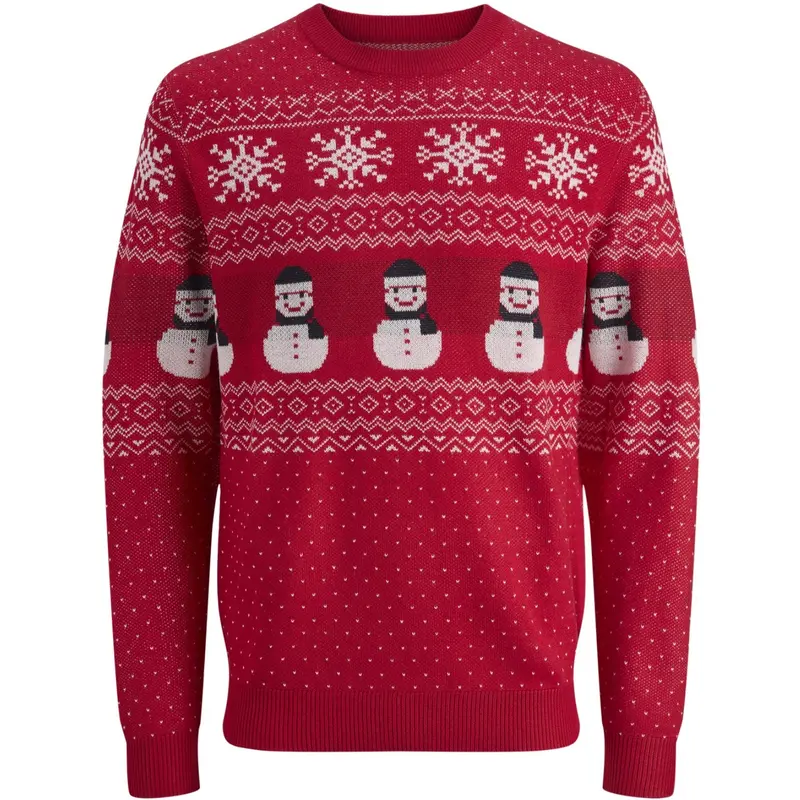 Jack & Jones Junior True Red Jjxmas Andrew Strik Crew Neck Jnr 1