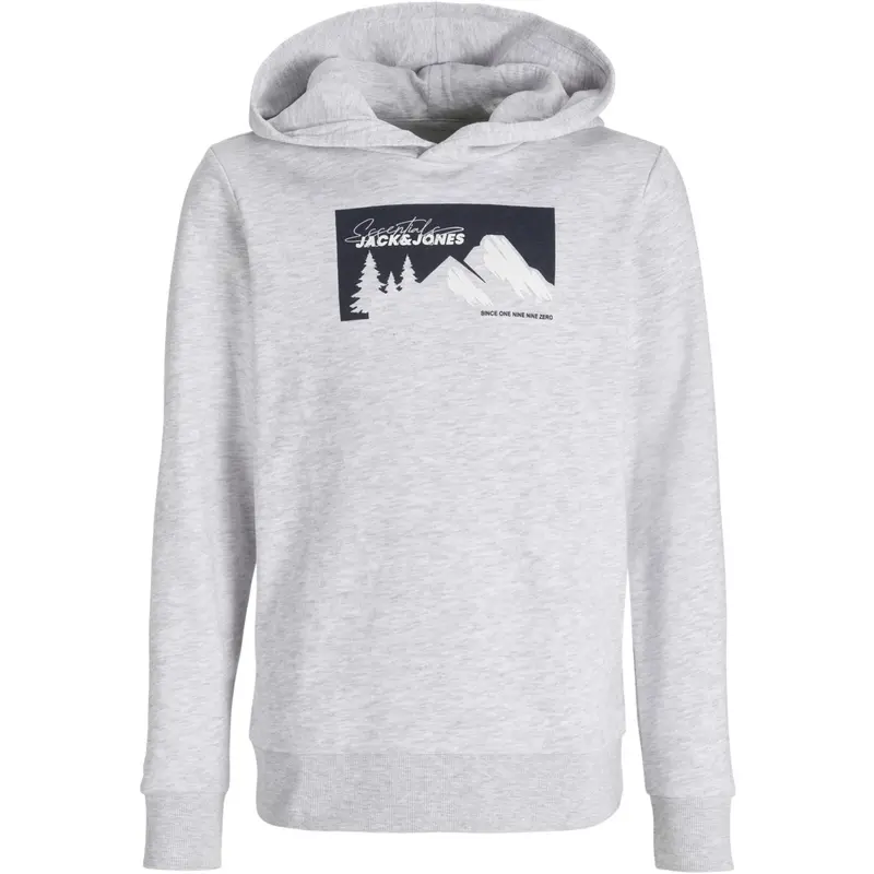 Jack & Jones Junior White Melange Jjsun Sweat Hætte Jnr 1