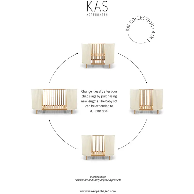 Kas Kopenhagen Cream Oak Kai Baby Cot 2