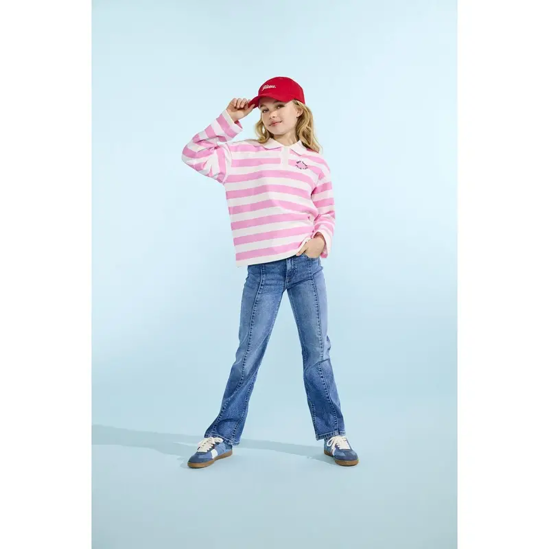 Kids Only Begonia Pink White Alyssum Kogesther L/S Polo Emb Vd Swt 2