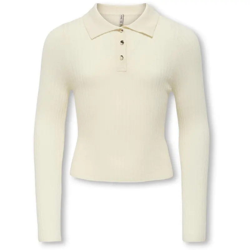 Kids Only Birch Gold Button Kogmila Ls Rib Knap Polo Neck Cp Knt 1
