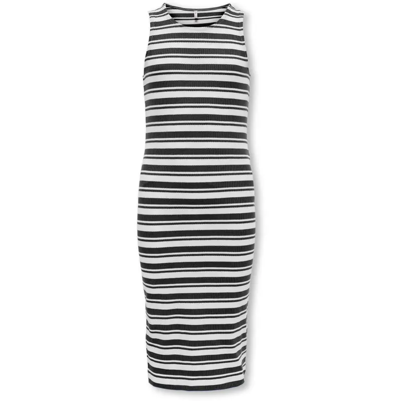 Kids Only Black Mix White Stripes Kogbelfast Life Stripe Sl Midi Kjole Jrs 1