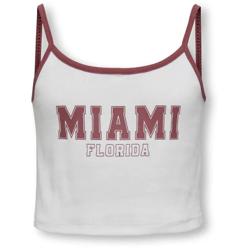 Kids Only Bright White Ruby Wine Miami Vikka Rib Print Top 1