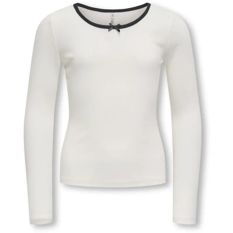 Kids Only Cloud Dancer Black Bow Kogsofia L/S Sløjfe Top Jrs 1