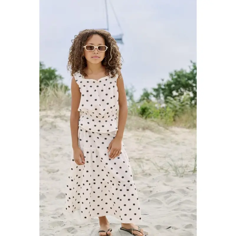 Kids Only Cloud Dancer Black Dots Kogsweta Long Nederdel Wvn 2