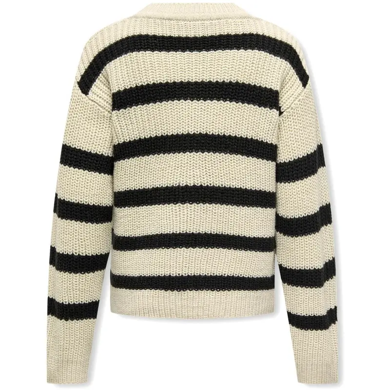 Kids Only Eggnog Black Kogjusty L/S Stripe Pullover Knt Noos 3