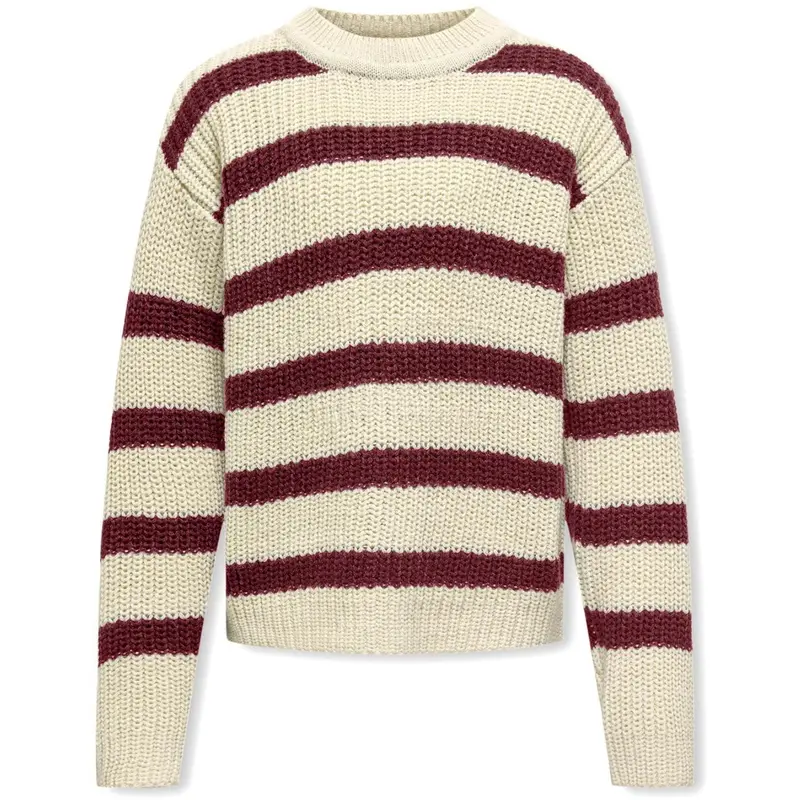 Kids Only Eggnog Cabernet Kogjusty L/S Stripe Pullover Knt Noos 1