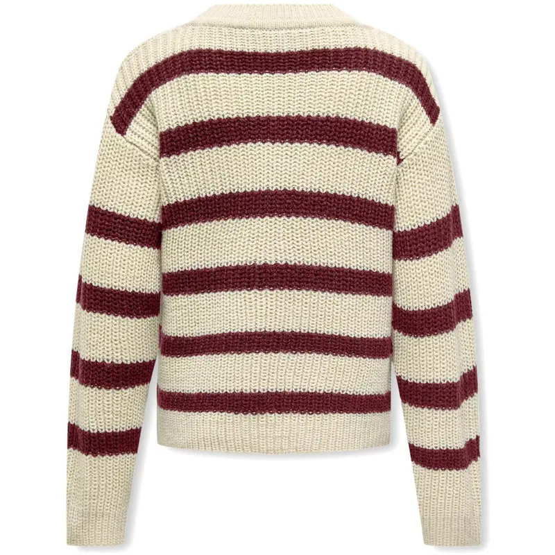 Kids Only Eggnog Cabernet Kogjusty L/S Stripe Pullover Knt Noos 3