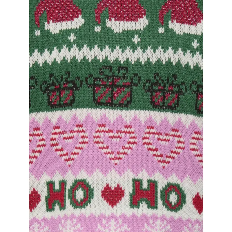 Kids Only Fuchsia Pink W. Green Jacket/Cd/Salsa/Black Kmghoho X-Mas Ls Pullover Knt 2