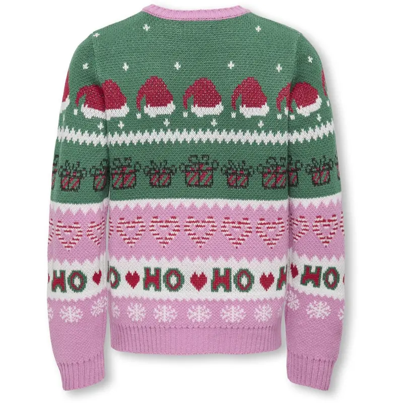 Kids Only Fuchsia Pink W. Green Jacket/Cd/Salsa/Black Koghoho Xmas Ls Pullover Knt 3