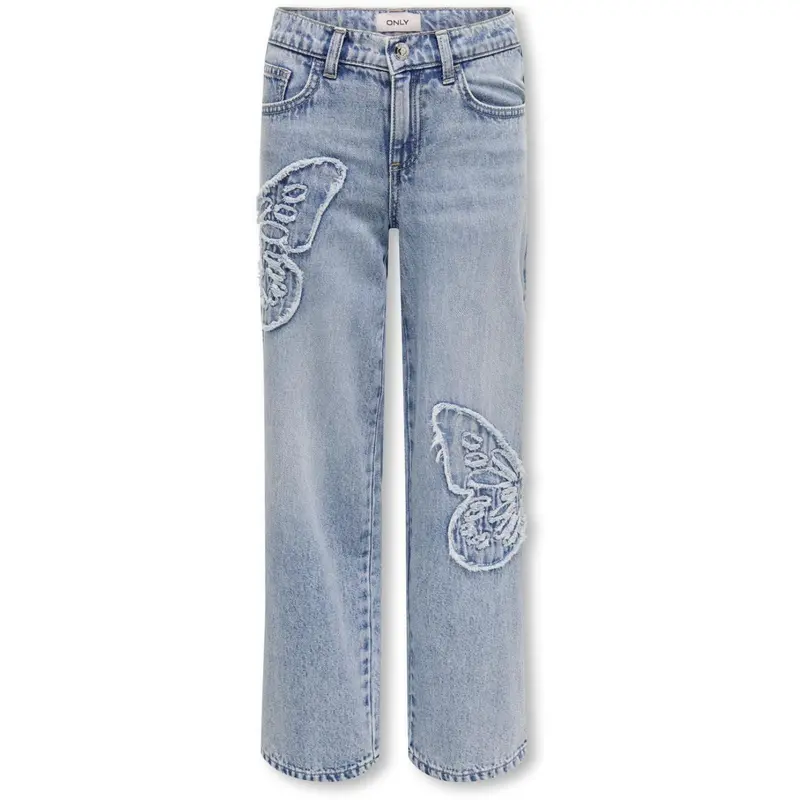 Kids Only Light Blue Denim Butterflies Jenna Butterfly Wide Jeans Denim 1