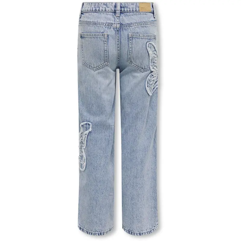 Kids Only Light Blue Denim Butterflies Jenna Butterfly Wide Jeans Denim 3