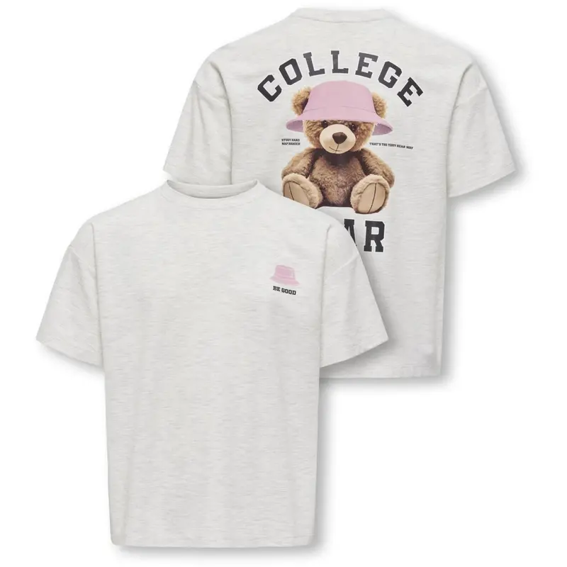 Kids Only Light Grey Melange Collage Kogbillie Ss Loose Bamse Top Jrs Noos 1