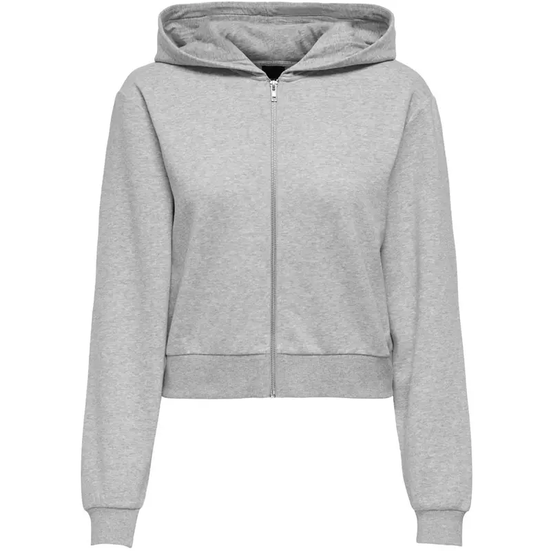 Kids Only Light Grey Melange Kogsweat L/S Hættetrøje Zip Swt 1