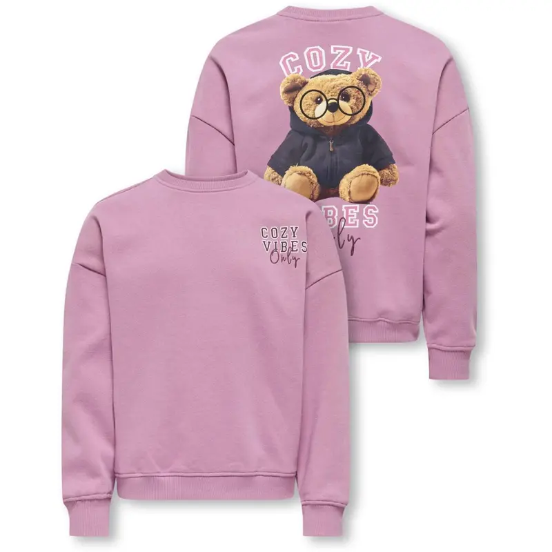 Kids Only Mauve Orchid Cozy Kogbila L/S Ovz Bjørn O-Neck Swt Noos 1