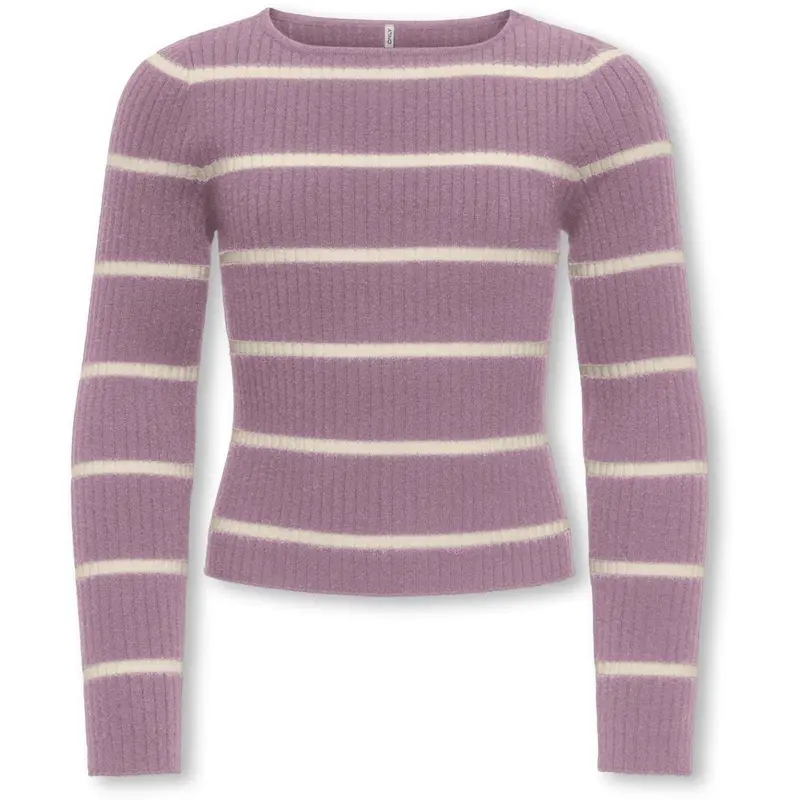 Kids Only Mauve Orchid Whitecap Gray Kogibi Ls Rib Boatneck Cp Knt 1