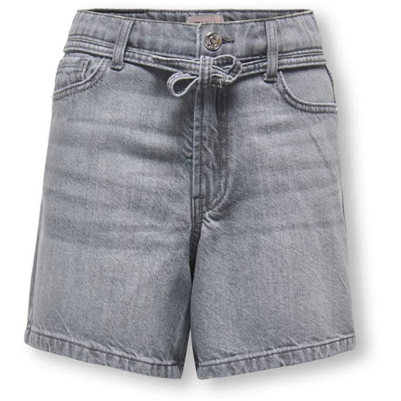 Kids Only Medium Grey Denim Koggianna Hw Bælte Shorts Pimbox Dnm Noos 1