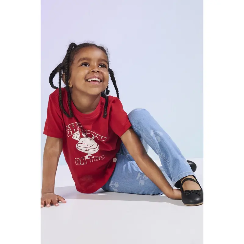 Kids Only Mini Equestrian Red Varsity Kmgcandy Life S/S Reg Printed Tee Jrs 2