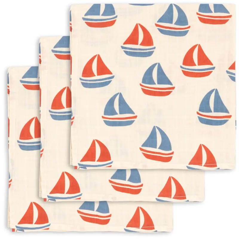 Konges Sløjd Ahoy 3 Pak Muslin Cloth Gots 1