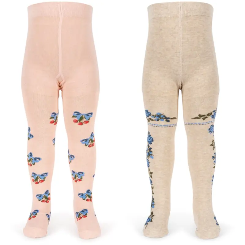 Konges Sløjd Amarena/Tramonto 2 Pak Flower Og Cherry Jacquard Strømpebukser 1