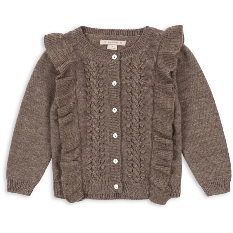 Konges Sløjd Bunny Brown Melange Fiol Flæse Cardigan 1