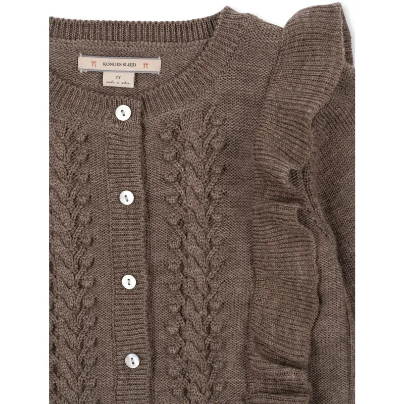 Konges Sløjd Bunny Brown Melange Fiol Flæse Cardigan 3