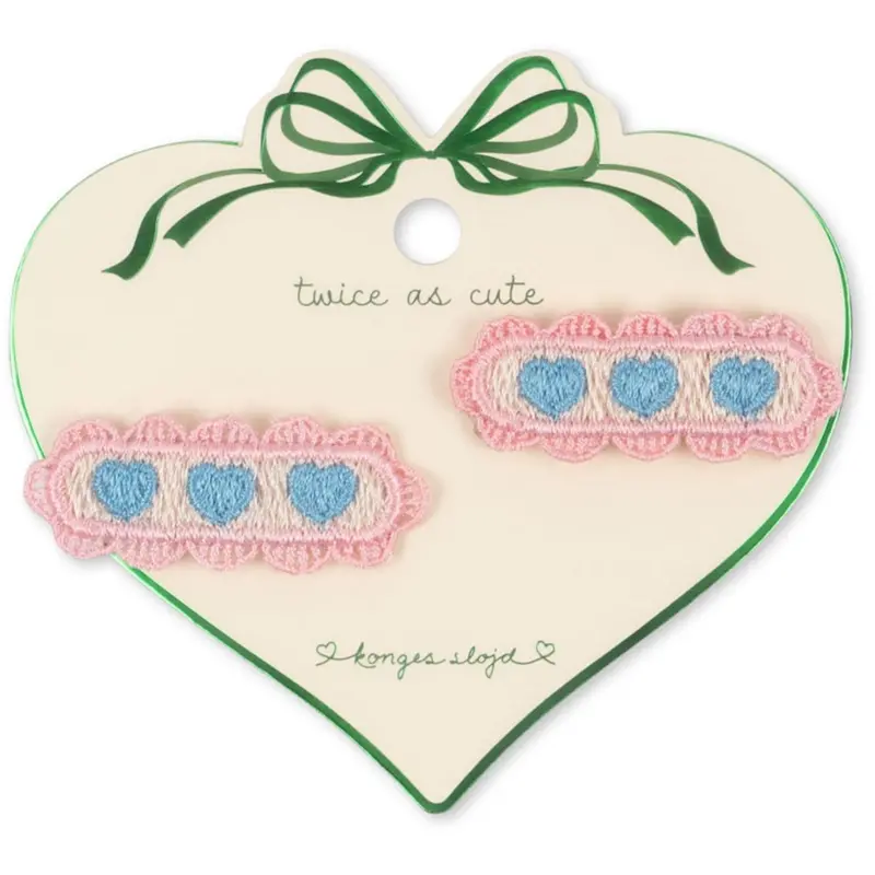 Konges Sløjd Buttercream 2 Pak Heart Embroidery Hårspænder 1