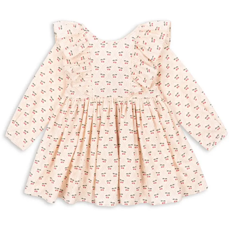 Konges Sløjd Cherry Pink Motif Cianna Ls Sløjfe Kjole Gots 1