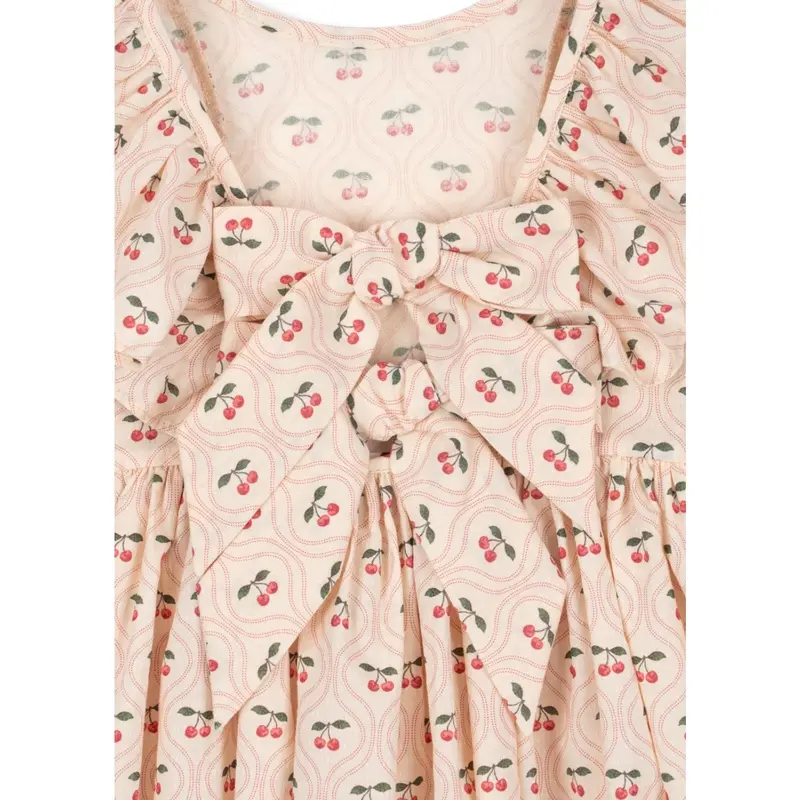 Konges Sløjd Cherry Pink Motif Cianna Ls Sløjfe Kjole Gots 2