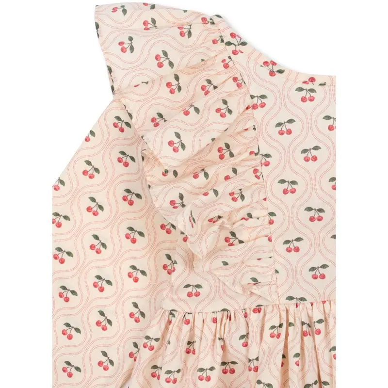 Konges Sløjd Cherry Pink Motif Cianna Ls Sløjfe Kjole Gots 3