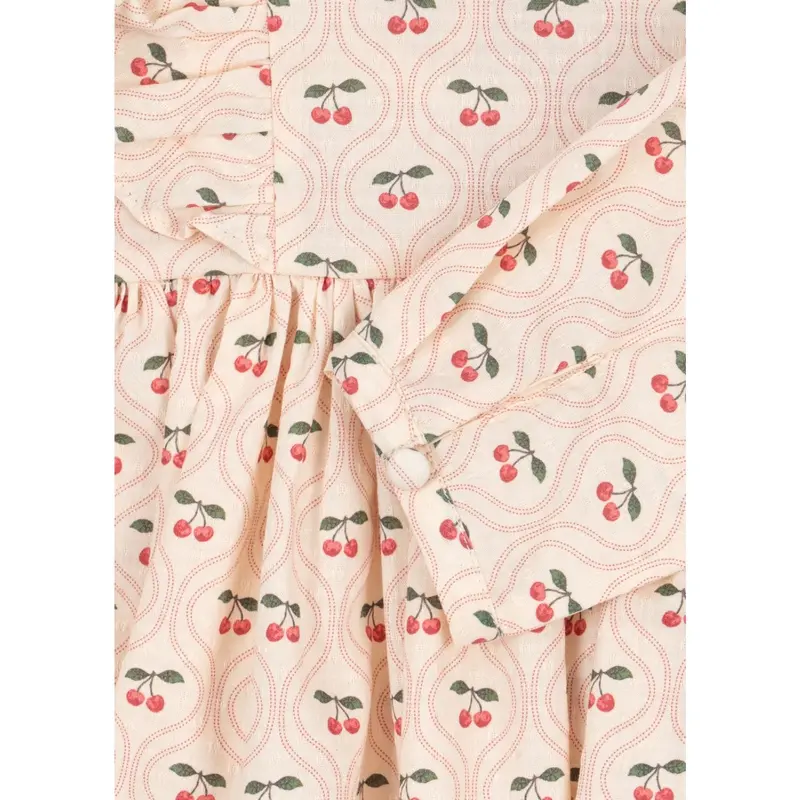 Konges Sløjd Cherry Pink Motif Cianna Ls Sløjfe Kjole Gots 4