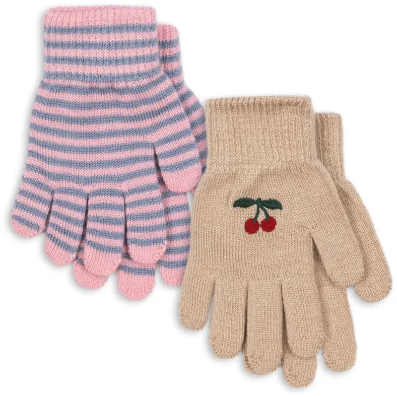 Konges Sløjd Cherry/Stripe 2 Pak Filla Handsker 1